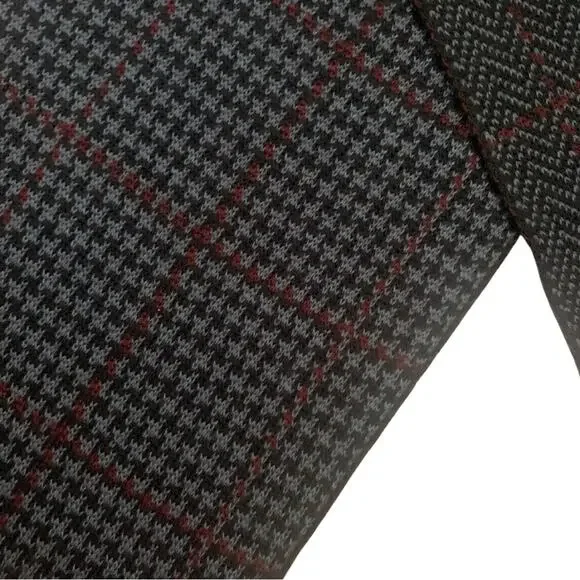 2/$30 Pierre Cardin Chevron Houndstooth Plaid Scarf Black Gray Burgundy Checks - Picture 5 of 8